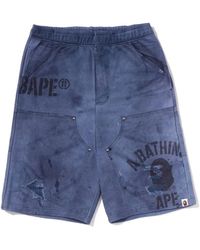 A Bathing Ape - Distressed Logo-Print Shorts - Lyst