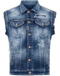 DSquared² - Distressed Denim Jacket - Lyst