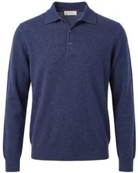 Brunello Cucinelli - Long-Sleeve Cashmere Polo-Collar Sweater - Lyst
