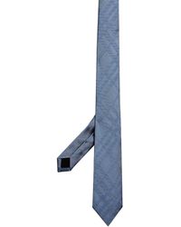 Burberry Modern Cut Check Silk Tie - Blu