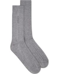 Versace - Embroidered-Logo Ribbed Socks - Lyst