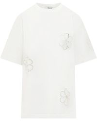 MSGM - T-Shirt Con Applicazione A Fiori - Lyst
