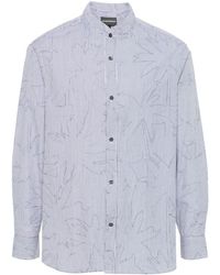Emporio Armani - Palm Tree-print Striped Poplin Shirt - Lyst