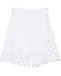 Max Mara - Huguale Broderie-Anglaise Scalloped-Hem Shorts - Lyst
