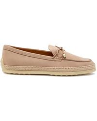 Tod's - Loafer Aus Wildleder Mit Bast - Lyst