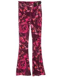 Versace Jeans Couture - Floral-Print Velvet Trousers - Lyst