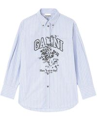 Ganni - Stripe Graphic Shirt - Lyst