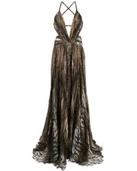 Roberto Cavalli - Maxi-jurk Met Diepe V-hals - Lyst