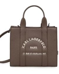 KARL LAGERFELD - Logo-Embroidered Pebbled Tote Bag - Lyst