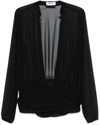 The Attico - Blouse Met V-Hals En Franje - Lyst