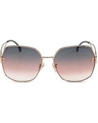 Etro - Floral-Detail Geometric-Frame Sunglasses - Lyst