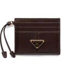 Prada - Triangle-Logo Leather Card Holder - Lyst