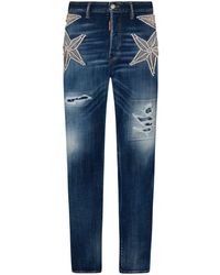 DSquared² - Star-embellished Straight-leg Jeans - Lyst