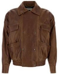 Saint Laurent - Double-Breasted Pocket-Leather Jacket - Lyst