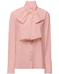 Another Tomorrow - Signature Bow Silk Blouse - Lyst