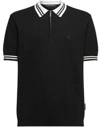 KARL LAGERFELD - Karl Dna Knitted Zip Polo Shirt - Lyst