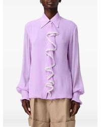 Alberta Ferretti - Lace-Trim Ruffled Shirt - Lyst