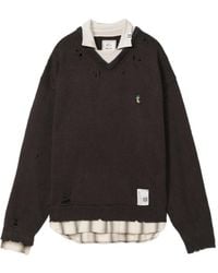 Maison Mihara Yasuhiro - Triple Layered Collared Knit Sweater - Lyst