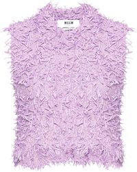 MSGM - Textured-finish Knitted Top - Lyst