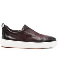 Santoni - Leather Slip-On Sneakers - Lyst