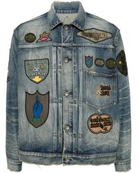 Sacai - Patch-Embellished Button-Up Denim Jacket - Lyst