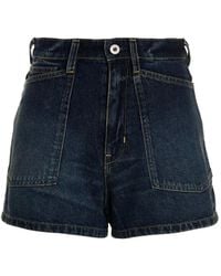 KENZO - Logo-Patch Denim Shorts - Lyst