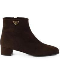 Prada - Suede Booties - Lyst