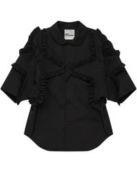 Noir Kei Ninomiya - Ruffled-Trim Short-Sleeve Shirt - Lyst