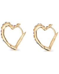 Bimba Y Lola - Crystals And Textured Heart Hoop Earrings - Lyst