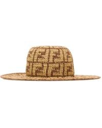 Fendi - Hand-Woven Viscose And Cotton Hat With All-Over Ff Motif Accessories - Lyst