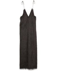 Alysi - V-Neck Fringed Maxi Dress - Lyst