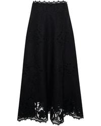 Ulla Johnson - Falda Midi Con Ribete De Encaje Guipur - Lyst