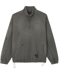 FIVE CM - Distressed Quarter-Zip Sweater - Lyst