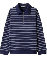 Miu Miu - Gestreiftes Poloshirt Mit Reißverschluss - Lyst