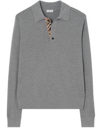 Burberry - Long-Sleeve Wool Polo Shirt - Lyst