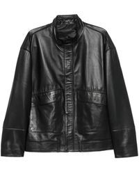 SERGIO MORETTI FIRENZE - High-Neck Leather Jacket - Lyst