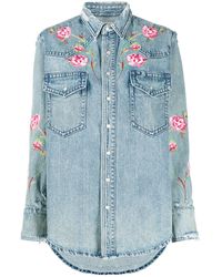 embroidered denim shirt womens