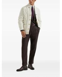 Brunello Cucinelli - Check-Pattern Pleated Tailored Trousers - Lyst
