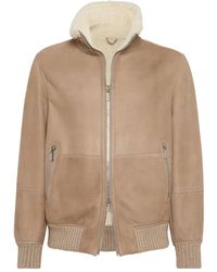 Brunello Cucinelli - シアリングカラー スエードジャケット - Lyst