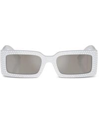 Dolce & Gabbana - Crystal-Embellished Rectangle-Frame Sunglasses - Lyst