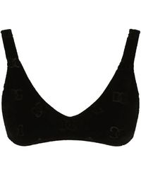 Dolce & Gabbana - Dg-Logo Flocked Bralette Top - Lyst