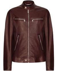 Dolce & Gabbana - Leather Biker Jacket - Lyst