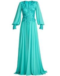 Tadashi Shoji - Floral V-Neck Maxi Dress - Lyst
