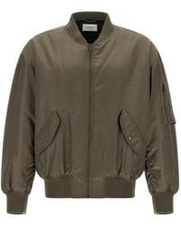 Saint Laurent - Chaqueta Bómber Con Puños De Canalé - Lyst