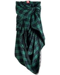 DIESEL - Draped Tartan Midi Skirt With Lace-Trim - Lyst