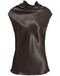 Alberta Ferretti - Satin-Finish Cowl-Neck Top - Lyst
