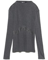 Bimba Y Lola - T-Shirt Foncé Mélangé Avec De La Dentelle À La Taille - Lyst