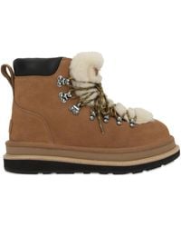 UGG - Fur-Trim Lace-Up Boots - Lyst