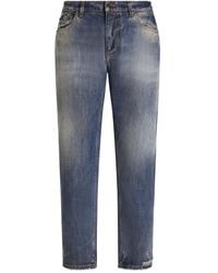 Dolce & Gabbana - Jeans Met Vervaagd Effect En Logoplakkaat - Lyst