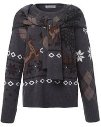 Monse - Fair Isle-Intarsia Scarf-Detail Sweater - Lyst